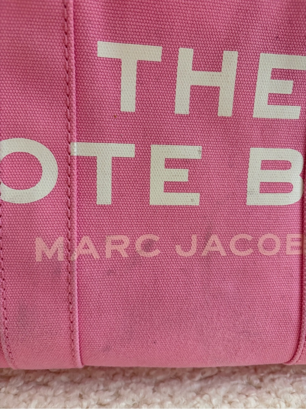 Marc Jacobs Pink Canvas Tote with White Logo - Picture 3 of 4
